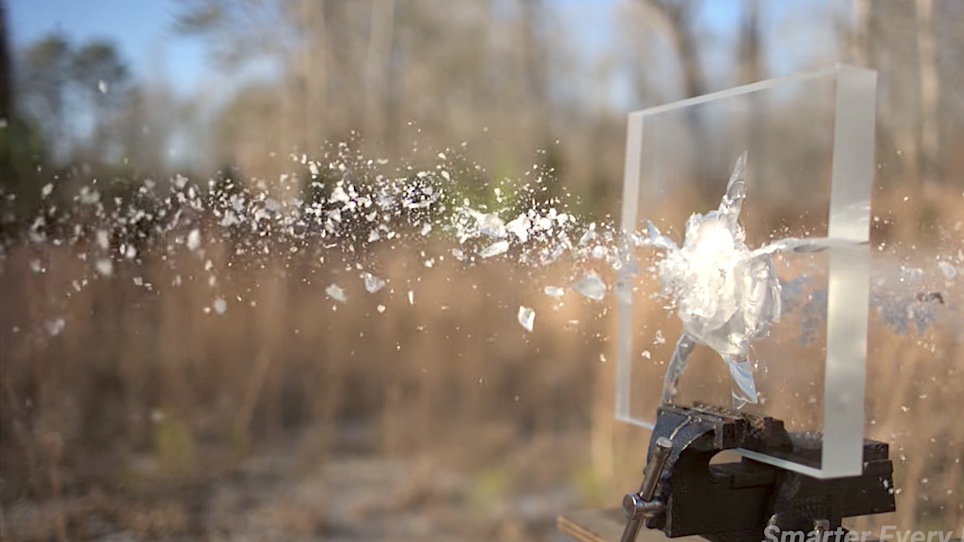 Watch What Happens Between a 50-Caliber Bullet and Ballistic Glass